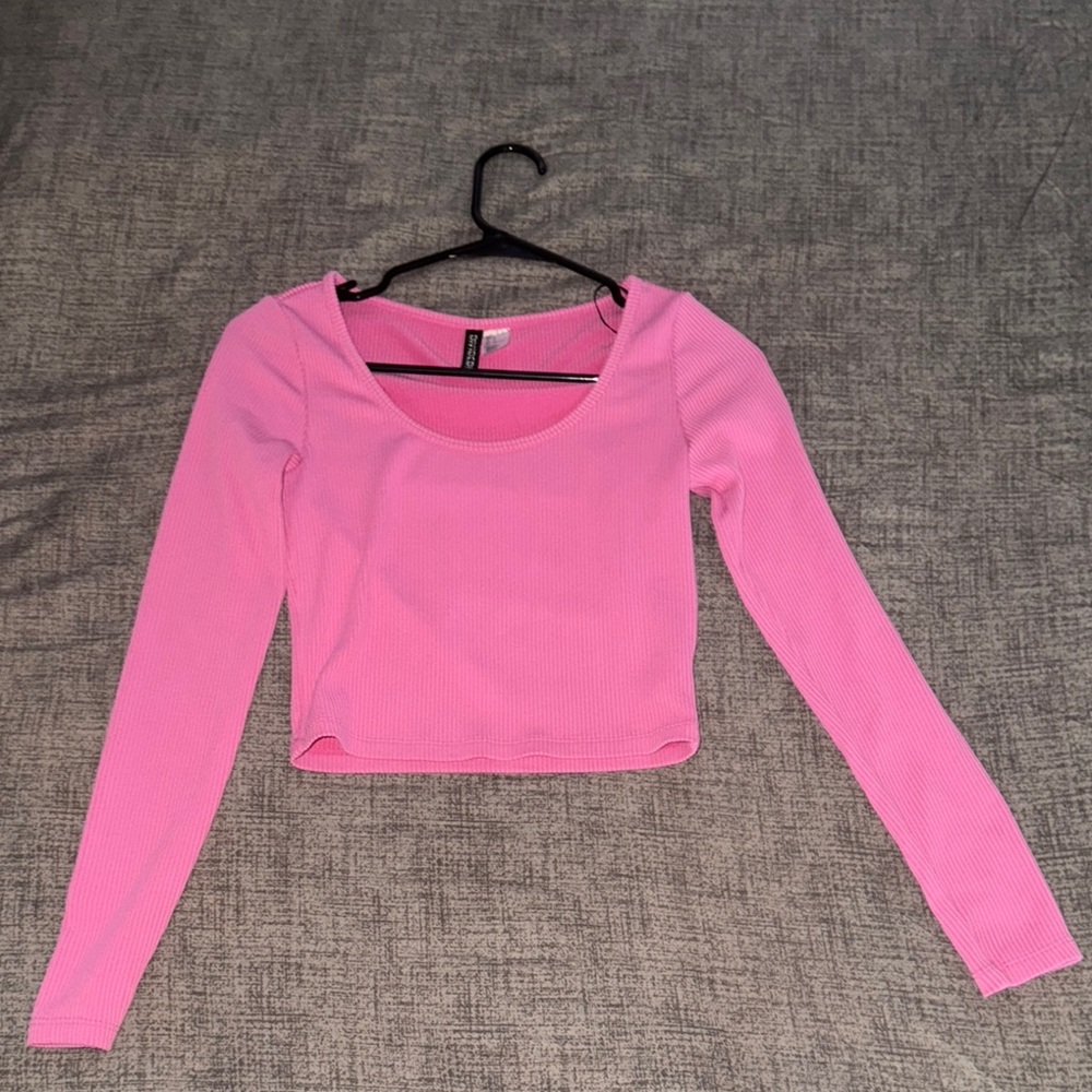 Pink Ribbed Long Sleeve Top